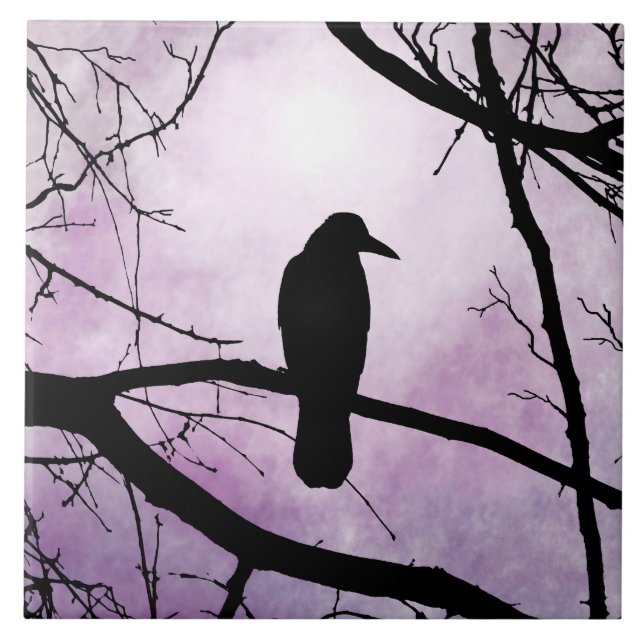 Azulejo De Cerâmica pássaro 78 Corvo (Frente)