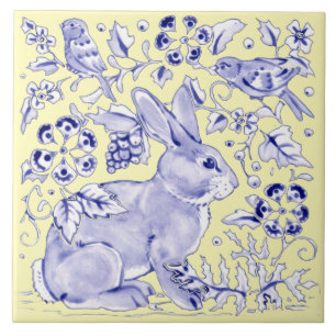 Azulejo De Cerâmica Pássaro Amarelo Amarelo Floral Bonito