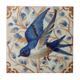 Azulejo De Cerâmica Pássaro Azul