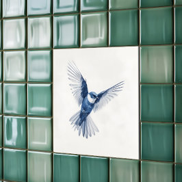 Azulejo De Cerâmica Pássaro Azul -