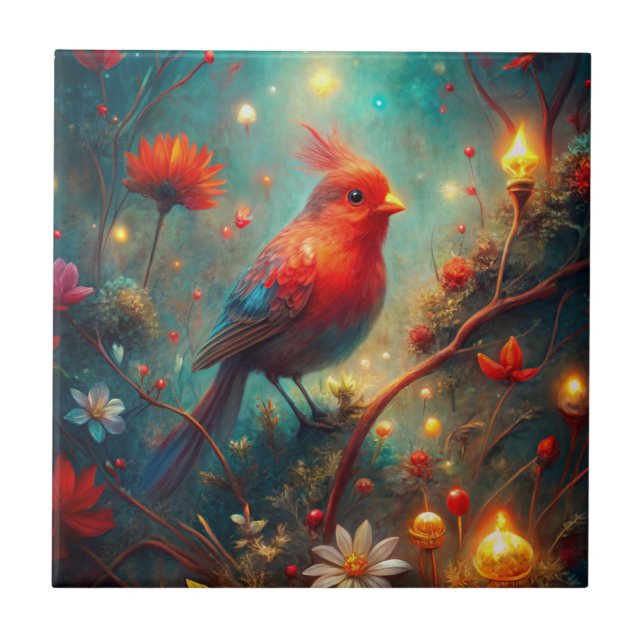 Azulejo De Cerâmica Pássaro Cortado (Frente)