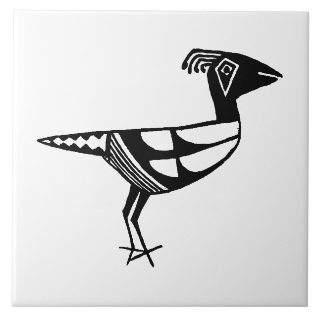 Azulejo De Cerâmica Pássaro da Artéria do Sudoeste Mimbres Pottery (Frente)