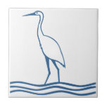 Azulejo De Cerâmica Pássaro de água do mar azul da garça-real de<br><div class="desc">Estilo moderno do azulejo com um pássaro de mar da garça-real que vadeia o azulejo cerâmico do acento do ~. Aprecie o azulejo & os obrigados para parar perto!</div>