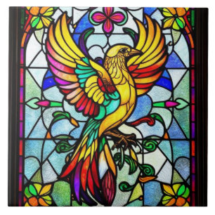 Azulejo De Cerâmica Pássaro de Vidro Colorido Inspirado