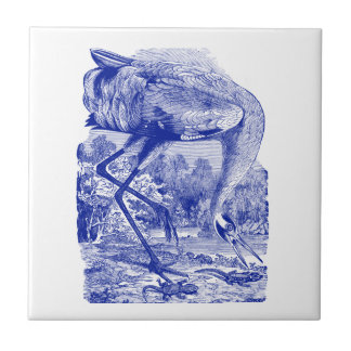 Azulejo De Cerâmica Pássaro do vintage que tira o guindaste gritando