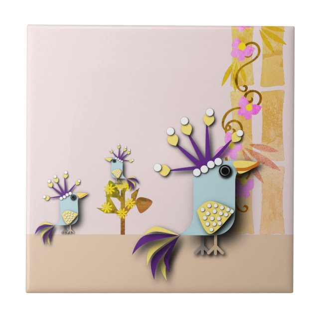 Azulejo De Cerâmica Pássaro Engraçado (Frente)