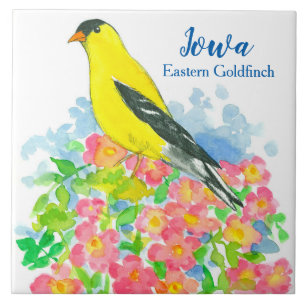 Azulejo De Cerâmica Pássaro Estadual Amarelo Oriental Goldfinch em Iow