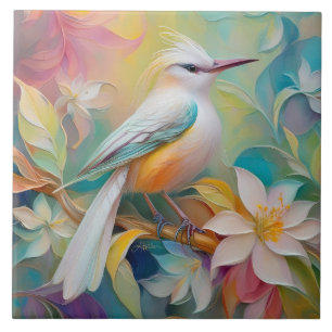 Azulejo De Cerâmica Pássaro Fantasia De Ouro Atropelado