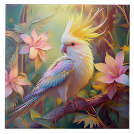 Azulejo De Cerâmica Pássaro Iridescente Wing Cockatiel Fantasy