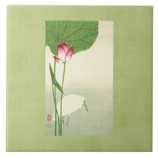 Azulejo De Cerâmica Pássaro japonês do século XIX (Frente)