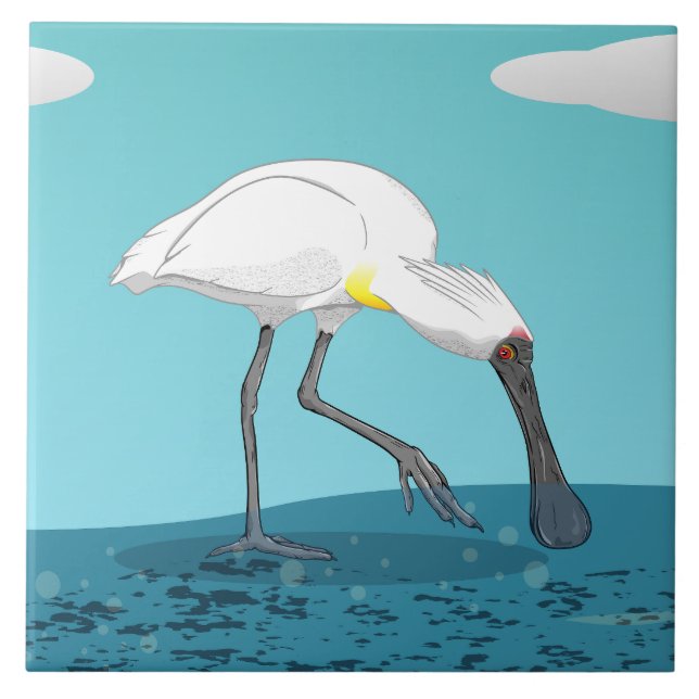 Azulejo De Cerâmica Pássaro Real NZ do Spoonbill (Frente)