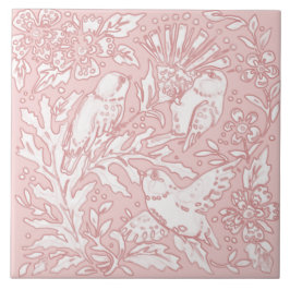Azulejo De Cerâmica Pássaro rosa bonito Natureza Floral Animal