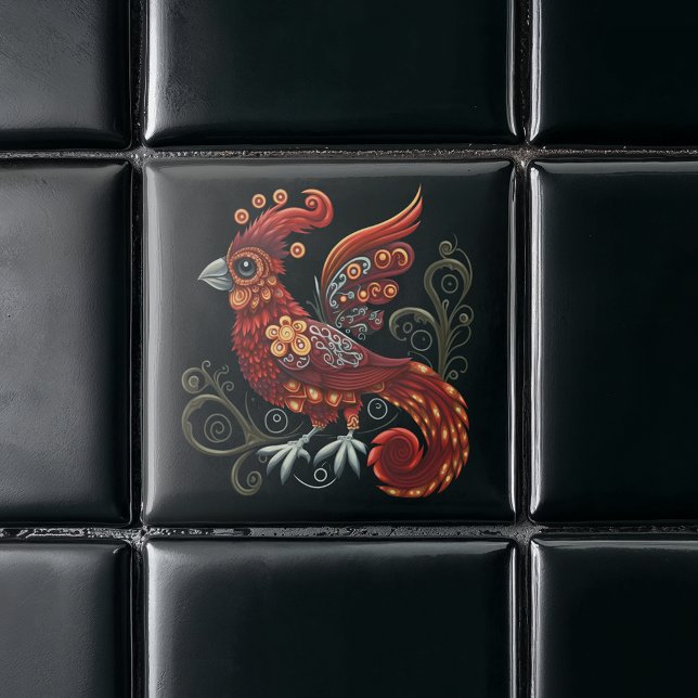Azulejo De Cerâmica Pássaro Vermelho Whimsic (Criador carregado)