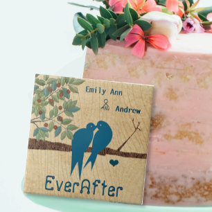 Azulejo De Cerâmica Pássaros Adoram Árvore de Grãos de Madeira Após An