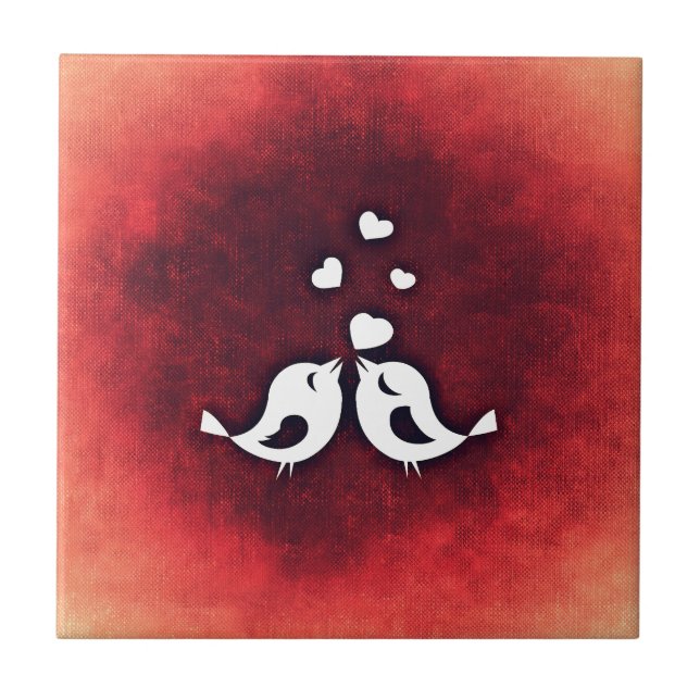 Azulejo De Cerâmica Pássaros apaixonados (Frente)