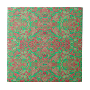 Azulejo De Cerâmica Pássaros árabes Bohemian Boho Red Green