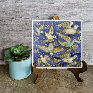 Azulejo De Cerâmica Pássaros Azuis Antigos Gaivota Pelicano