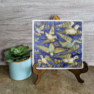 Azulejo De Cerâmica Pássaros Azuis Antigos Gaivota Pelicano