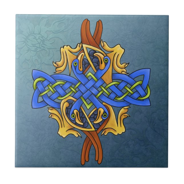 Azulejo De Cerâmica Pássaros celtas (Frente)