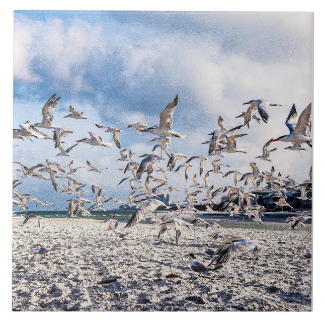 Azulejo De Cerâmica Pássaros crescendo (Frente)