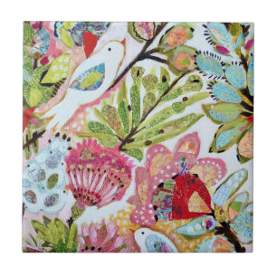 Azulejo De Cerâmica Pássaros de Papel II