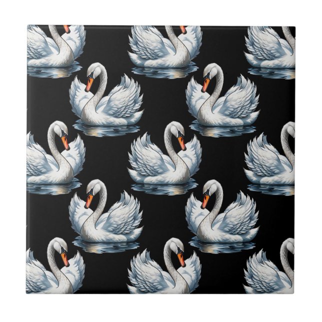 Azulejo De Cerâmica Pássaros do Cisne - Design (Frente)