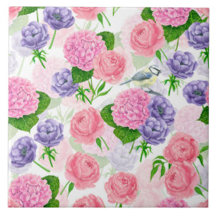 Azulejo De Cerâmica Pássaros e flores