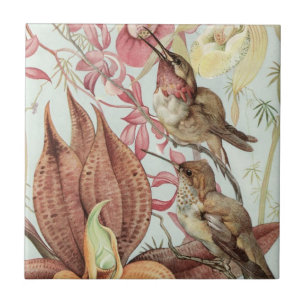 Azulejo De Cerâmica Pássaros e flores