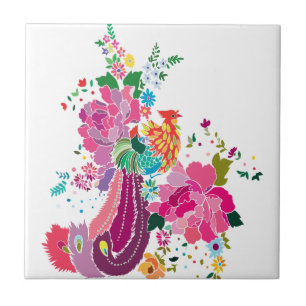 Azulejo De Cerâmica pássaros e flores