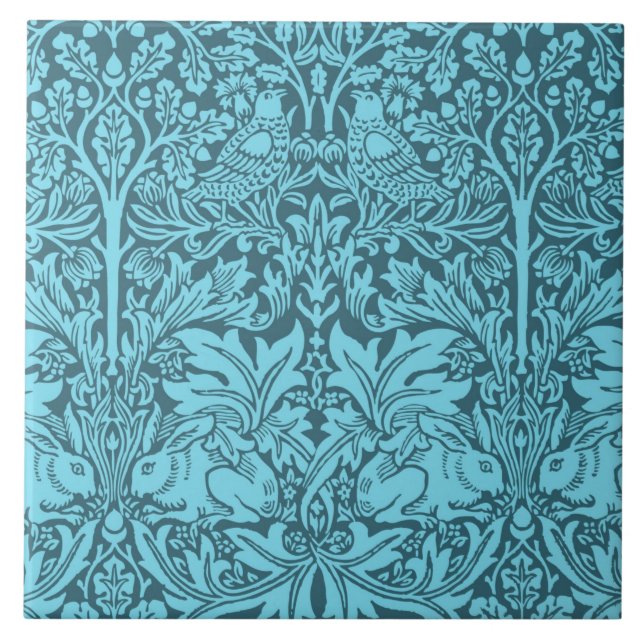 Azulejo De Cerâmica Pássaros Vintage e Coelhos (Frente)