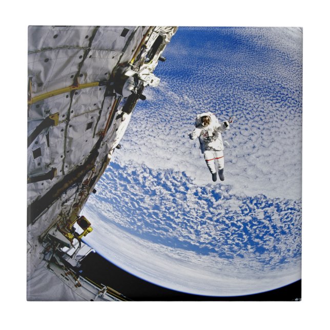 Azulejo De Cerâmica Passeio Espacial de Astronauta (Frente)