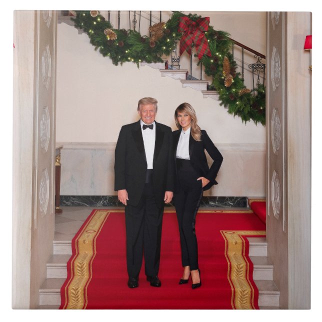 Azulejo De Cerâmica Passos de Natal O Presidente Donald Trump & Melani (Frente)