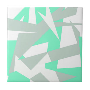 Azulejo De Cerâmica Pastas brancas abstrato Art Turquoise Cinzas