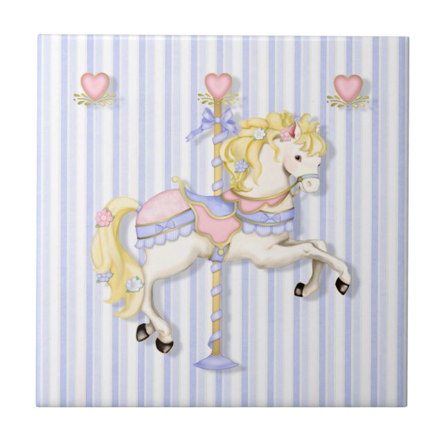 Azulejo De Cerâmica Pastel Carousel Pony (Frente)
