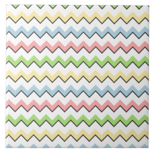 Azulejo De Cerâmica Pastel Chevron-Drop Shadow de Shirley Taylor