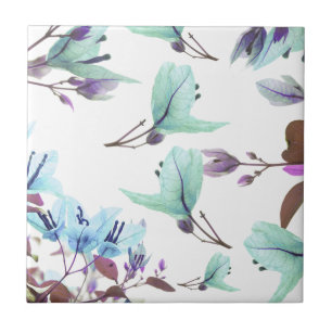 Azulejo De Cerâmica Pastel Colors Pale Blue Bougainvillea Flowers