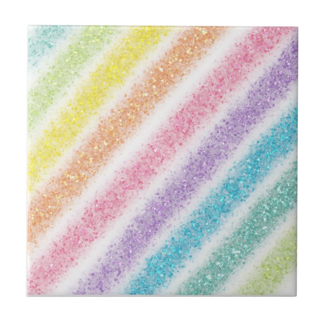 Azulejo De Cerâmica Pastel Glitter Rainbow (Frente)