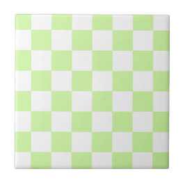 Azulejo De Cerâmica Pastel Green Checkered Gingham Patterno