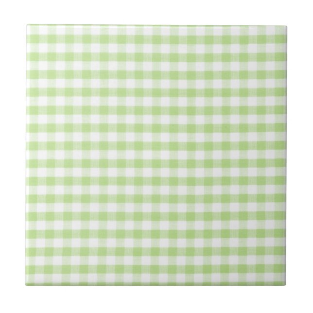Azulejo De Cerâmica Pastel Green Gingham (Frente)