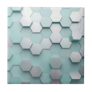 Azulejo De Cerâmica Pastel Mint Hexágono Mosaico 3D