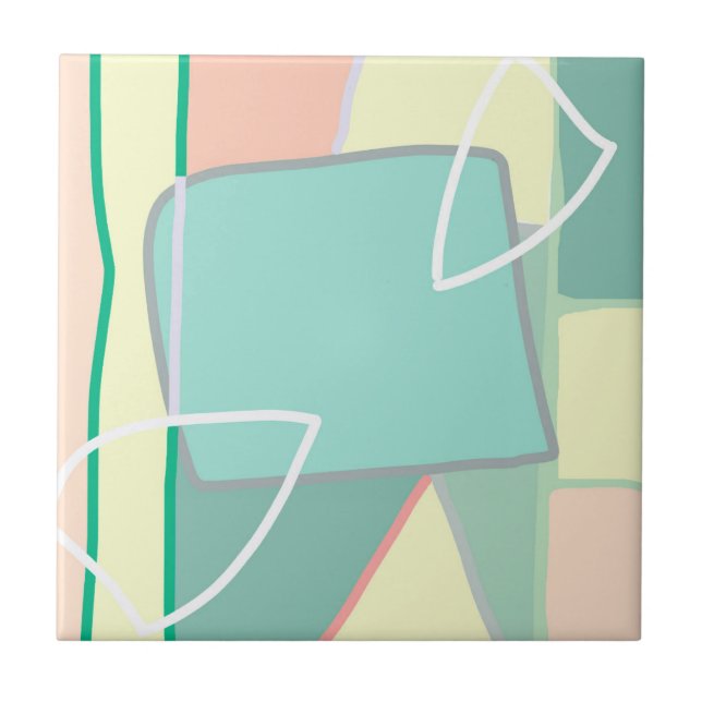Azulejo De Cerâmica Pastel Pálido Turquesa Abstrato (Frente)