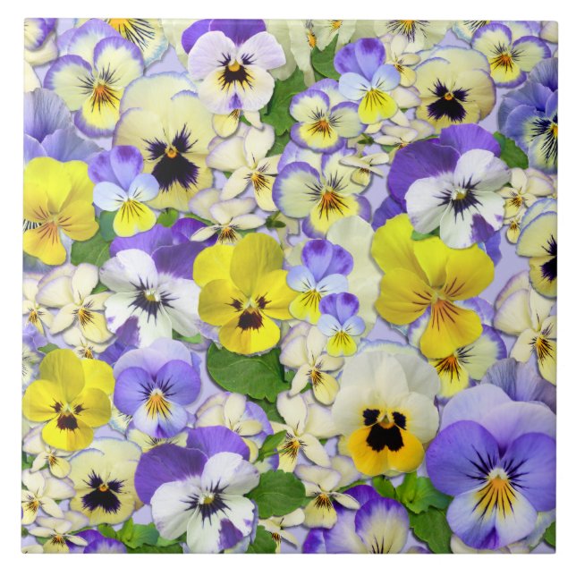 Azulejo De Cerâmica Pastel Pansies (Frente)