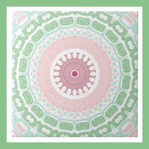 Azulejo De Cerâmica Pastel Pink e Green Mandala