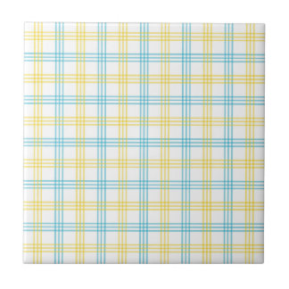 Azulejo De Cerâmica Pastel Plaid Blue Yellow Accent Ceramic Tile