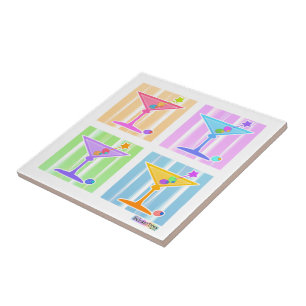 AZULEJO DE CERÂMICA PASTEL POP ART MARTINIS