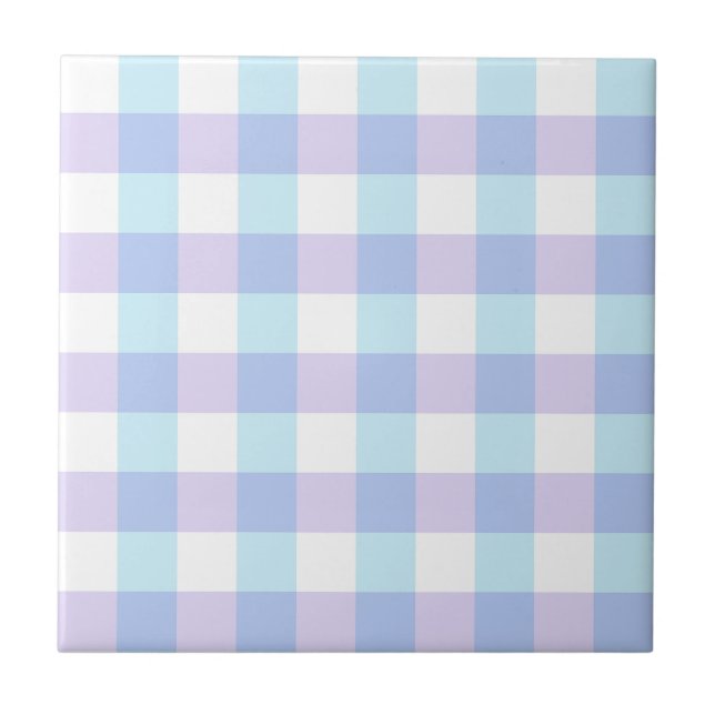 Azulejo De Cerâmica Pastel Purple Gingham (Frente)