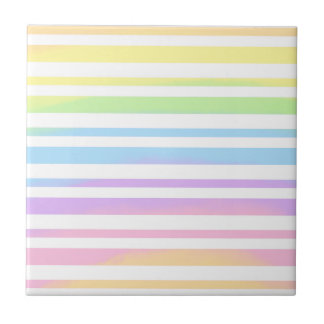 Azulejo De Cerâmica Pastel Rainbow Stripes Abstrato Blur Art Design