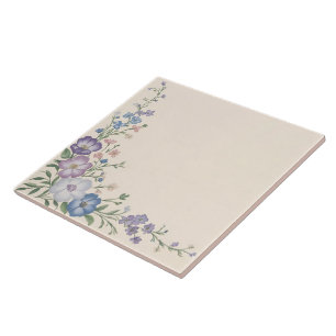 Azulejo De Cerâmica Pastel Roxo, Branco e Azul Impressão