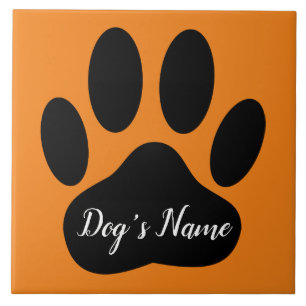 Azulejo De Cerâmica Pata de Cachorro com Nome Personalizado Pet