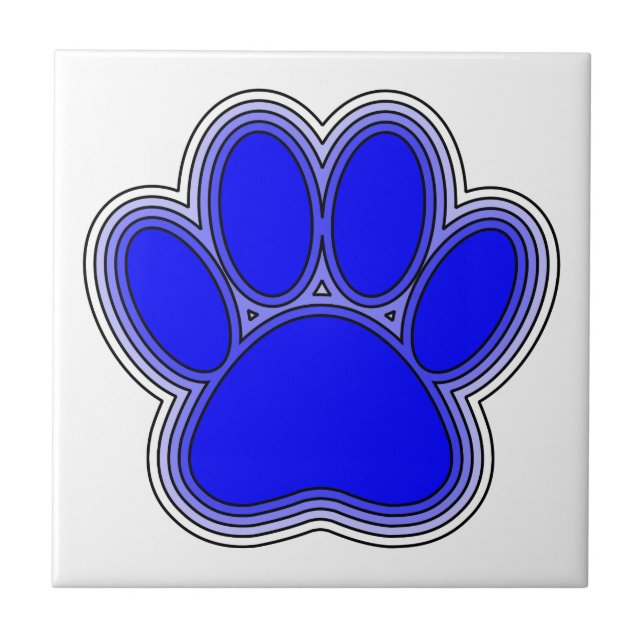 Azulejo De Cerâmica Pata de Cachorro em Azul com Contornos (Frente)
